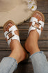Metal Decoration Cutout Square Toe Pu Leather Slipper