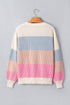 Paneled Drop Shoulder Round Neck Long Sleeve Pullover Sweater
