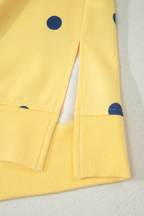 Polka Dot Print Crossed Seam Detail Oversized Tee