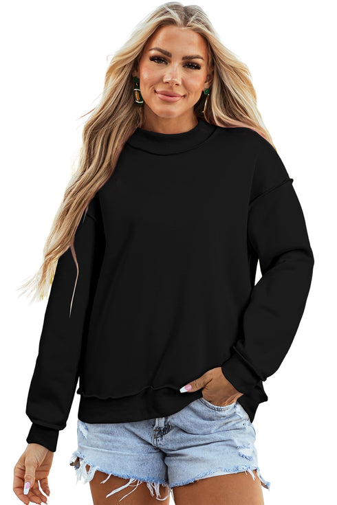Reversible Mock Neck Oversize Drop Shoulder Sweatshirt