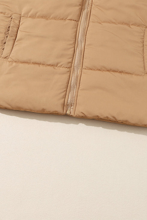Pure Polyester Oversized Stand Collar Zip Vest