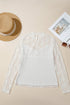 Lace Mesh Waffle Knit Long Sleeve Top