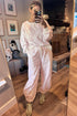 Abstract Print Drop Shoulder Drawstring Waist Hem Pant Set