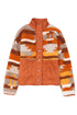 Furry Aztec Pattern Quilted Patch Pocket Fleece Jacket