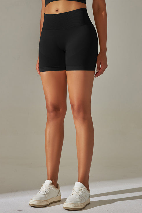 High Waisted Seamless Ribbed Performance Biker Shorts