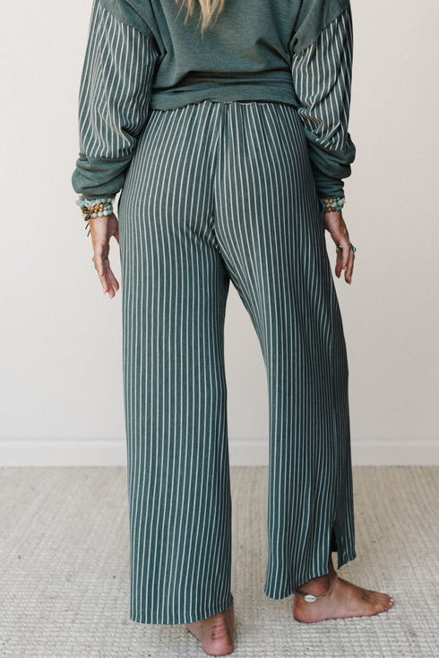 Raw Seam Patchwork Long Sleeve Top Pocket Two Piece Pant Set