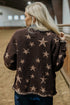 Polyester Stars Pattern Long Sleeve Shift Cardigan