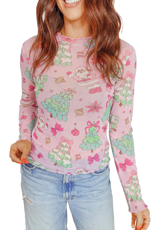Abstract Print Stand Neck Slim Fit Long Sleeve Top