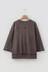 Mineral Wash Loose Cotton Three Quarter Sleeve Casual Top