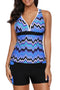Chevron Print V Neck Empire Waist Tankini Top