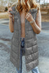 Exclusive Solid Long Quilted Hooded Puffer Vest