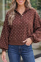 Polka Dot Print Metal Button Collar Pullover Sweatshirt