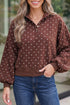 Polka Dot Print Metal Button Collar Pullover Sweatshirt