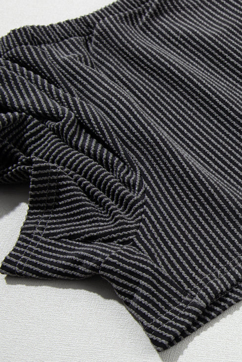 Corded Ribbed Knit Loose Fit Tee And Short Set