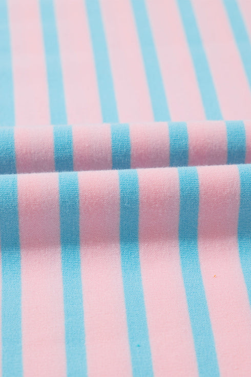 Striped Print Relaxed Fit Two Piece Short Sets