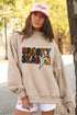 Polyester Cotton Sequin Graphic Mock Neck Sweatshirt