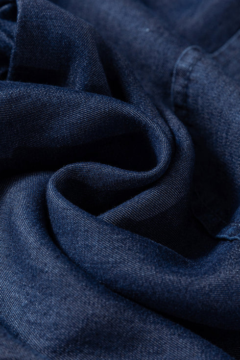 Soft Denim Smocked High Waist Wide Leg Jeans