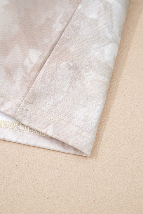 Abstract Woodland Print Balloon Sleeve Pullover Skort Two Piece Dress