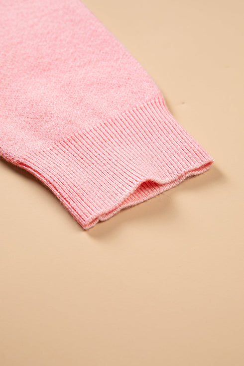 Drop Shoulder Round Neck Towel Embroidery Slogan Pullover Sweater