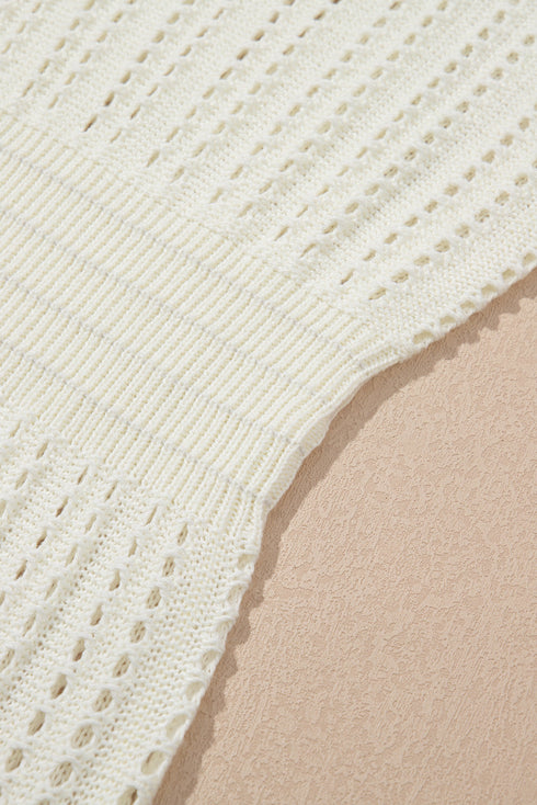 Open Knit Scoop Neck Sleeveless Mini Dress