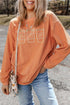 Polyester Ribbed Textured Embroidered Drinks Graphic Sweatshirt