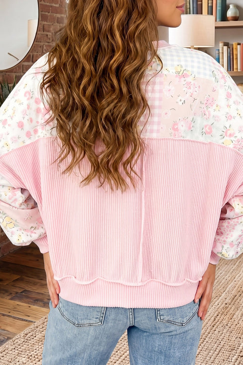 Jesus Loves You Floral Patchwork Pullover Sweatshirt