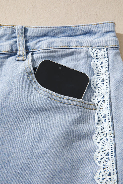 Lace Trim Full Length Regular Fit Jeans