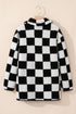 Checkered Collared Buttoned Side Pocket Fleece Jacket