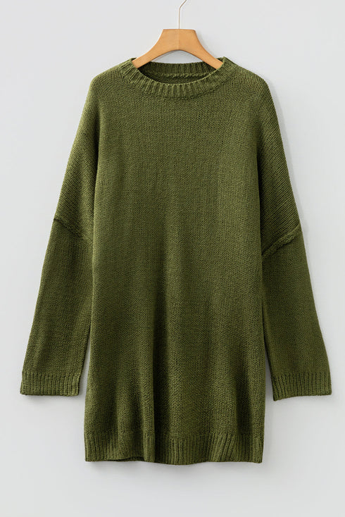 Oversized Drop Shoulder Exposed Seam Sweater Dress