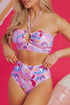Abstract Print Keyhole Halter High Waist Bikini Set