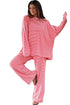 Striped Drop Shoulder Long Sleeve Pant Set