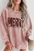 Textured Corduroy Graphic Long Sleeve Pullover Sweatshirt