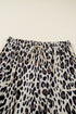 Exposed Seam Patched Pocket Leopard Wide Leg Bottoms