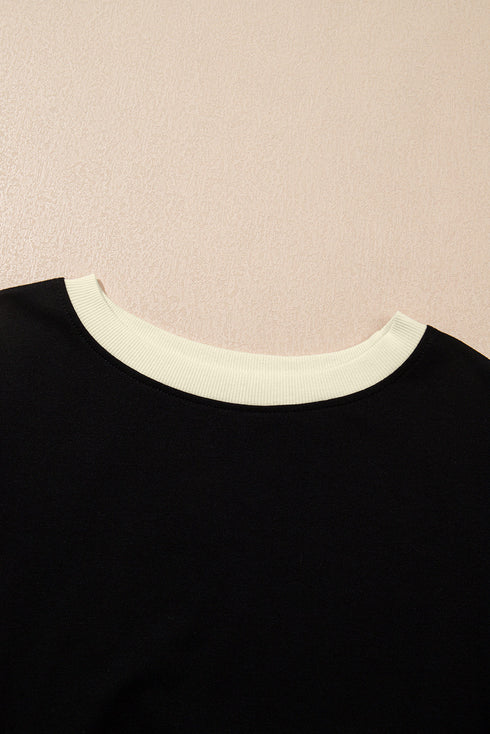 Contrast Trim Drop Shoulder Two Piece Skort Set