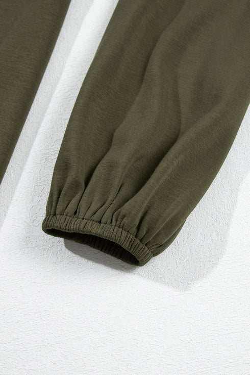 Ruched Detail Long Sleeve Textured Finish Midi Dress
