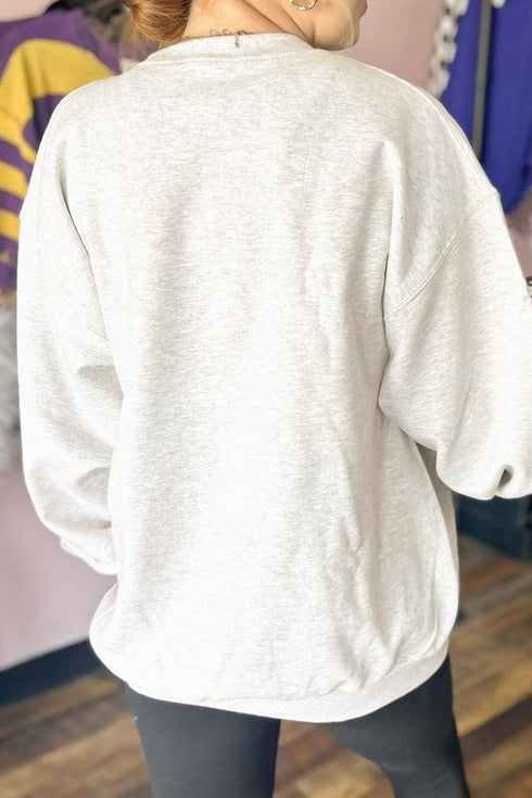 Letter Detail Open Front Tunic Graphic Sweatshirt