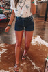 Stripe Metal Button Detail Womens Denim Shorts