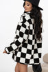 Checkered Collared Buttoned Side Pocket Fleece Jacket