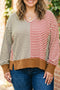 Striped V Neck Oversized Long Sleeve Top