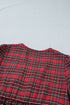 Plaid Tie Front Long Sleeve Short Shift Mini Dress