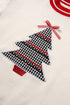 Plaid Tree Applique Round Neck Loose Sweater