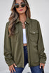 Casual Textured Flap Pocket Shirt Collar Zip Up Jackets