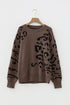 Abstract Animal Pattern Crew Neck Knit Sweater