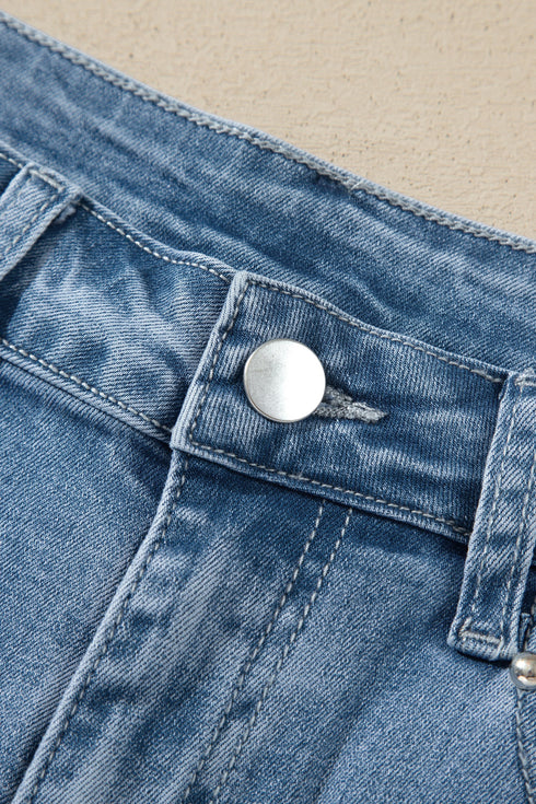 Denim Side Seam Rivet Ankle Length Jeans