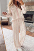 Floral Print Button Front Long Sleeve Pajama Pant Set