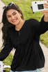 Bow Tie Front Long Sleeve Peplum Blouse