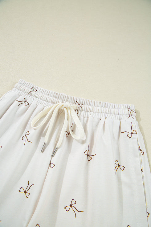 Bow Print Half Zip Tank Matching Short Sets