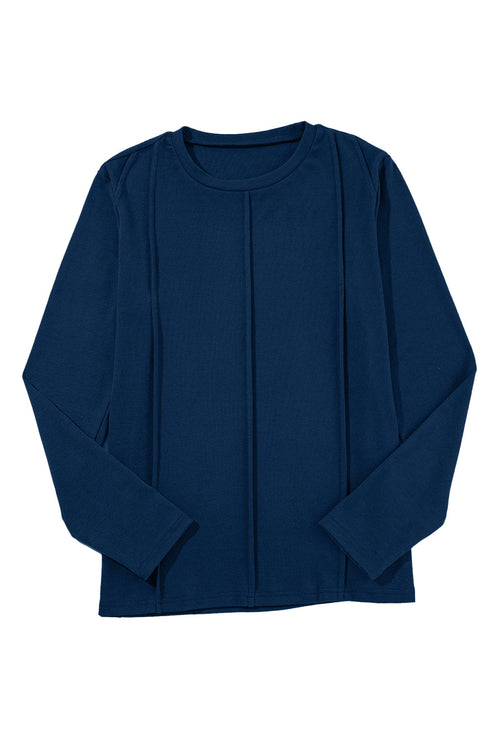 Exposed Seam Detail Crew Neck Long Sleeve Top