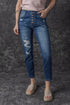 Distressed Button Fly High Waisted Skinny Denim Jeans