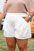 Solid Bow Decor Pocket Detail Plus Size Shorts